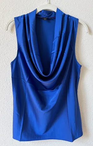 Boston Proper Satin Cowl Neck Sleeveless Top Blue Size Small Luxury Party thumbnail 1