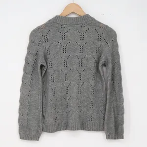Gap Sweater Womens XS Pointelle Knit Gray Long Sleeve Crew Neck Excellent thumbnail 5