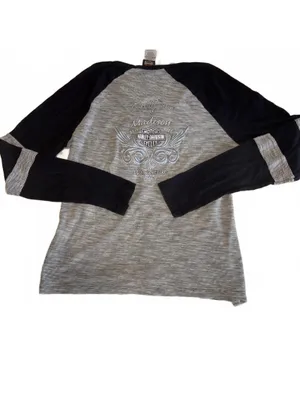 Harley-Davidson Motorcycles Woman’s L Madison Wisconsin Long Sleeve Raglan Tee thumbnail 2