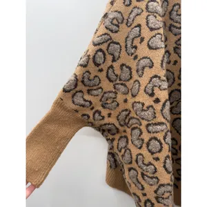 Anthropologie Akemi‎ + Kin Leopard Cardigan One Size Brown Knit Open Front Cozy thumbnail 8