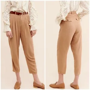 Free People Faded Love Tan Linen Blend Trouser Pants thumbnail 2