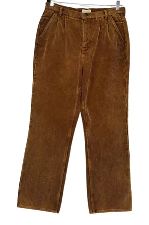 Teddy Fresh‎ Brown Pleated Corduroy Pants Straight Leg 100% Cotton 31 thumbnail 1
