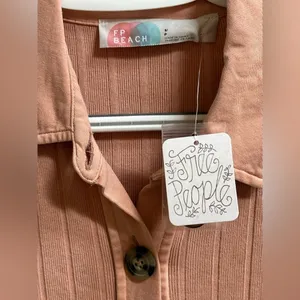 NEW Free People Beach New Afternoon Ribbed 100% Cotton Mini Dress Rose Women’s S thumbnail 3