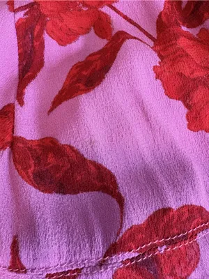 Olivaceous Pink Wrap Dress with Red Floral Print thumbnail 7