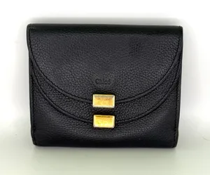 Chloé EUC Small Black and Gold Multi-Compartment Snap Wallet thumbnail 1