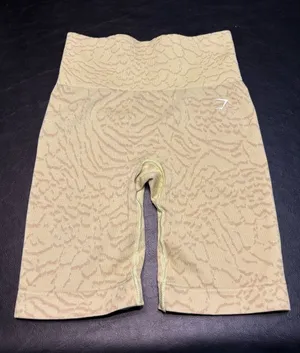 Gymshark Beige High-Waist Animal-Texture Bike Shorts thumbnail 1