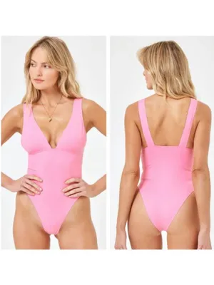L*Space Seam-Free Katniss One Piece Swimsuit in Guava Pink Size Medium NWT thumbnail 2