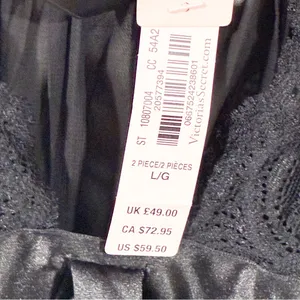 Victoria’s Secret Very Sexy Black Pleated‎ Lace Babydoll Ribbon Front Size Large thumbnail 3