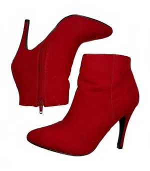 Madden Red Suede Ankle Boots Women’s Size 8 Stiletto Heel Side Zip thumbnail 1