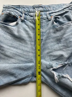 American Eagle Sz 14 Mom Jeans curvy straight leg high-rise fit with distressing thumbnail 9