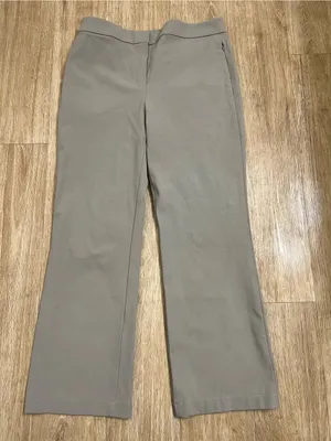 Theory Taupe Cropped Straight-Leg Pants thumbnail 4