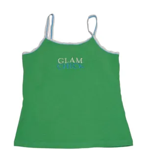 Vintage Y2K Glam Chick Cami Tank Top Baby Camisole Green Embroidered thumbnail 1
