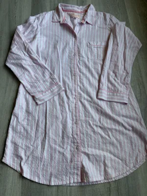 Victoria’s Secret Pink Striped Button Up Shirt Size L Pajama Lounge Top thumbnail 1