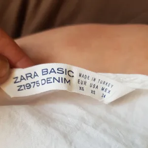 Zara Basic Denim Top Tank XS White Crochet Eyelet Bohemian Boho Chic Cottage thumbnail 7