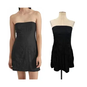 Third Form Rolling Wave Strapless Textured A-Line Mini Dress Black US Size 4 thumbnail 2