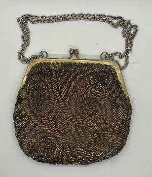 Vintage Gorgeous Dazzling Gold Edwardian Evening Clutch Wristlet Purse Bag 🌺🌺 thumbnail 1