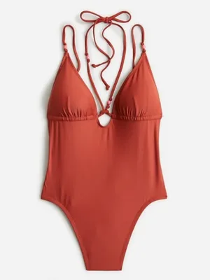 J.Crew Strappy Plunge One Piece Swimsuit | Beaded Detail Swimwear thumbnail 3
