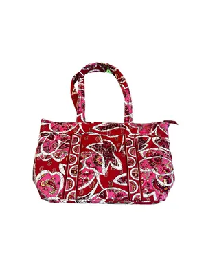 Vera Bradley Mandy Quilted Tote Bag Pink Red Rosy Posies Travel City Casual thumbnail 7