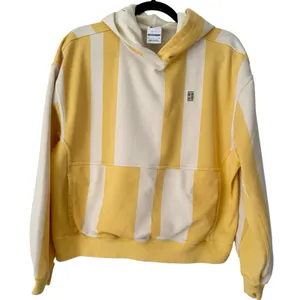 Nike Court Heritage Dri Fit Yellow Striped Tennis Oversized Hoodie Womens Small thumbnail 1