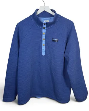 L.L. Bean Women's Airlight Knit Snap-front Pullover in Blue W2492 Sz L thumbnail 1