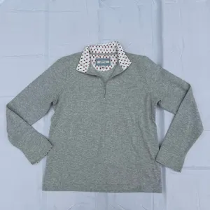 Orvis Gray Zip Up Sweater with Patterned Collar thumbnail 4
