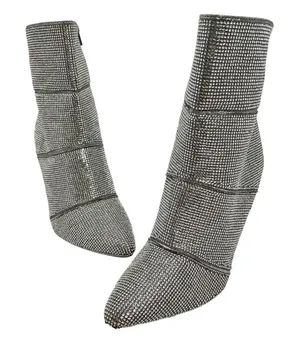 ATRENDY Rhinestone Ankle Boots Womens 7.5M Sparkly Silver Stiletto‎ Heel Party thumbnail 1