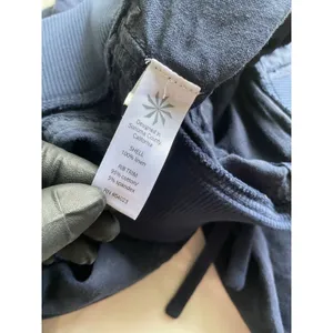 Athleta Linen Reverie Pants Sz 2 Navy Blue Drawstring Elastic Waist Wide Leg thumbnail 9