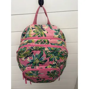 Vera Bradley Quilted Backpack Pink Floral Tropical Print School Travel‎ Bag thumbnail 3