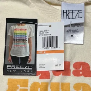 Equality Tee‎ Women's Medium Cream Retro Rainbow Graphic NWT thumbnail 2