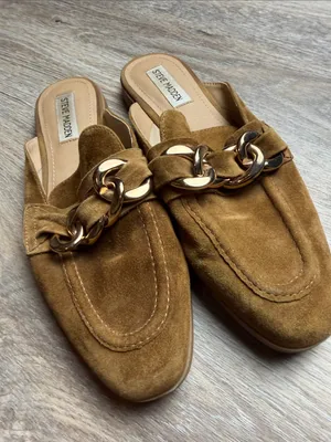 Steve Madden Cassady Tan Suede Chain-Accent Mules Size 8.5 M thumbnail 5