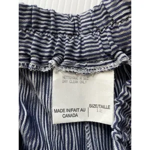 Eileen Fisher? Cotton Linen Wide Leg Pants Women's 12 Stripe Blue Made In Canada thumbnail 5