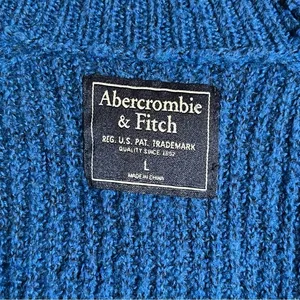 Vtg‎ Abercrombie and Fitch Cardigan Women’s Size Large Electric Blue Moose Logo thumbnail 3