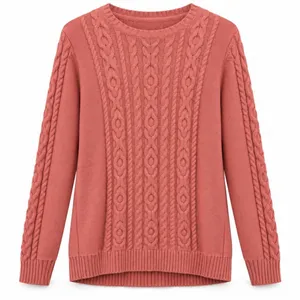 LL Bean Coral Double L Mixed Cable Cotton Crew Neck Pullover Sweater Size XL thumbnail 11