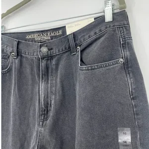American Eagle Mom Jeans 16S Y2K Grunge Street Black Baggy Highrise Tapered NWT thumbnail 3