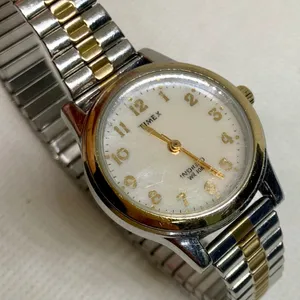 Timex indiglo women’s watch silver gold tone mother of pearl dial 25mm running thumbnail 4