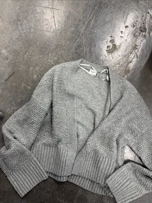 Abercrombie & Fitch Light Gray Open-Front Knit Cardigan thumbnail 3