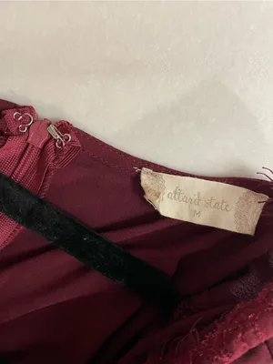 Altar’d State Burgundy Lace-Trim Wide-Leg Jumpsuit Size M thumbnail 6