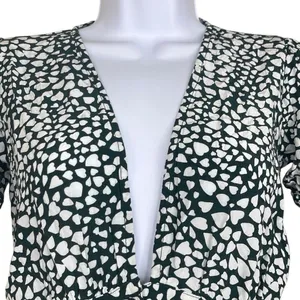 Anthropologie Rue Stiic XS Green White‎ Laguna Heart Print Button Up Mini Dress thumbnail 4