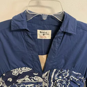 NWT $148 Anthropologie x Holding Horse Flared Bandana Side-Zip Shirt Dress 0 thumbnail 7