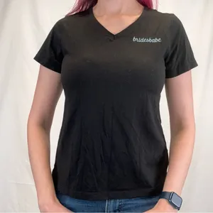 Time and Tru Women's Bridesbabe Tee Black Light Blue Medium Wedding Shirt thumbnail 1