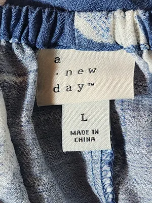 A New Day Blue and White Print Square Neck Midi Dress with Cutout Size Large thumbnail 9