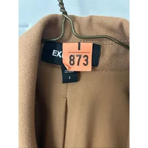 Express double breasted brown and gold buttoned blazer military style jacket siz thumbnail 3