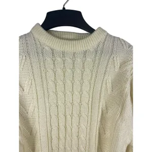 Ivory Knit Sweater Women’s Small Cream Aran Style Old Money Preppy thumbnail 2