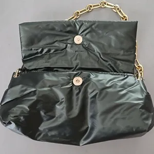 Anthropologie Metallic Puff Shoulder Bag In Green With a Gold Chain thumbnail 5