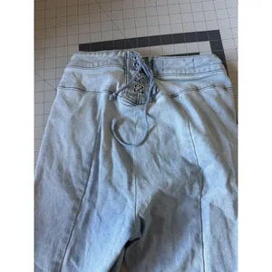 Free People CRVY High-Rise Lace-Up Back Flare Jeans Light Wash Denim thumbnail 3