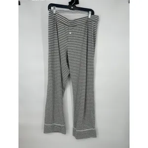 J.Crew Pajama Set Women L Gray Striped Long Sleeve Button Up Pants Loungewear thumbnail 4