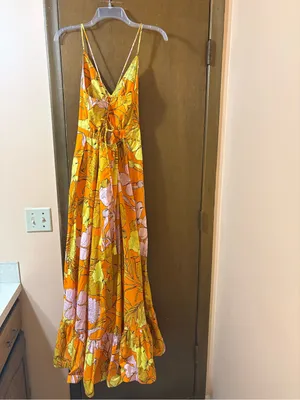 Plenty by Tracy Reese Orange, Pink, & Yellow Floral Maxi Dress thumbnail 6