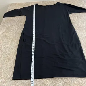 Garnet Hill‎ Tunic Dress XS Black 3/4 Sleeve Stretch Minimalist Tencel Lyocell thumbnail 2