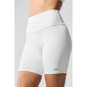 Alo Yoga 7" High-Waist Biker Short White Major Moves XS NWT Authentic thumbnail 3