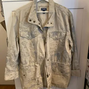 Vintage Chaps Light Blue Tan Floral Rose Utility Chore Coat Boho Western Spring thumbnail 7